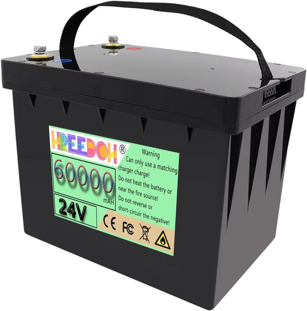 24V Energy Storage Battery 24V LiFePO4 Battery 60Ah Batteries with BMS Protection Board for 0-1440W Motor