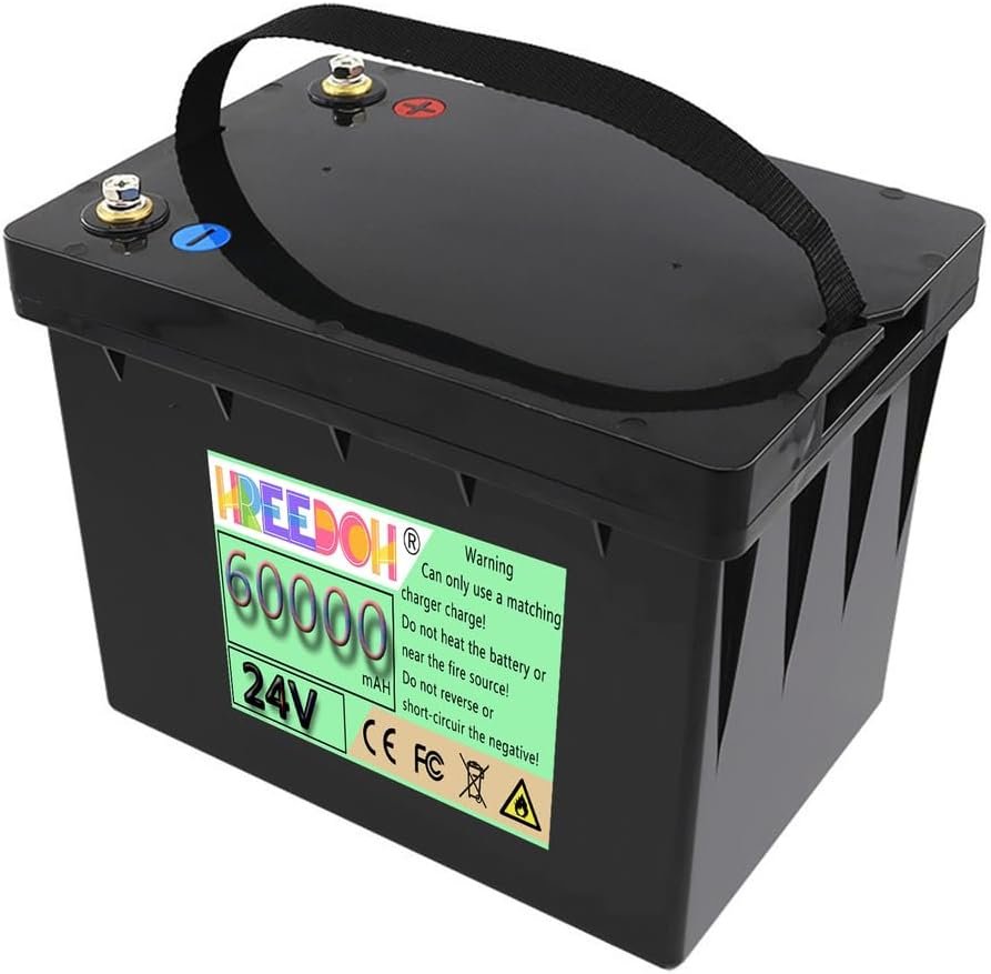 24V Energy Storage Battery 24V LiFePO4 Battery 60Ah Batteries with BMS Protection Board for 0-1440W Motor