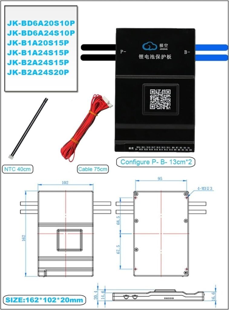 JK BMS Battery Equalizer JK BMS B2a24s20p 8s 10s 12s 14s 16s 20s Li-ion Lifepo4 Lto Battery Protection Board Smart Bms with Active Balance Battery Protection Module