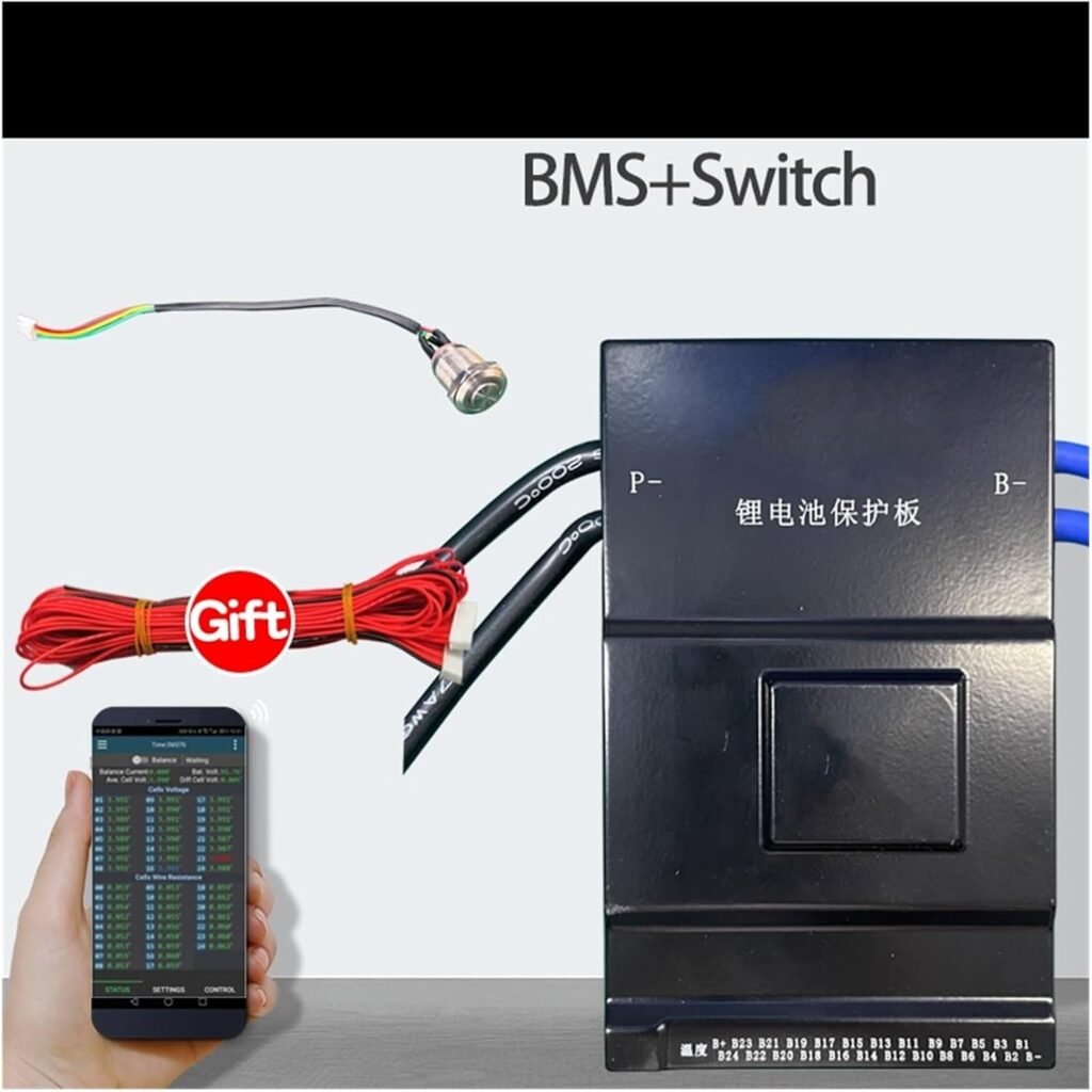 JK BMS Battery Equalizer LiFePo4 JK BMS 15s 48v 150a 54v Lipo Smart BMS Common Connector with Temperature Protection Lithium Battery Protection Plate (Color : BMS and Switch, Size : 15S, 150A, Balance