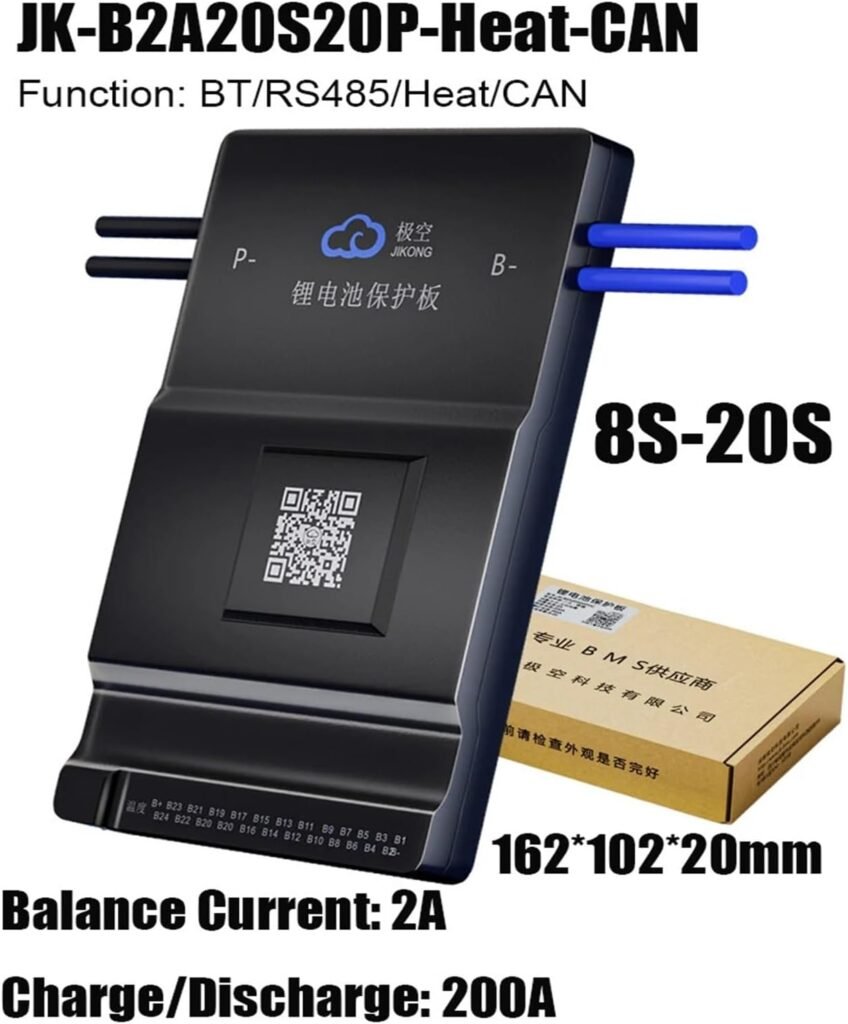 JK BMS Smart BMS 8S Lifepo4 200A BT Heating Function RS485 Lithium Battery Balance Plate BMS 20S 12V 24V with Blancer