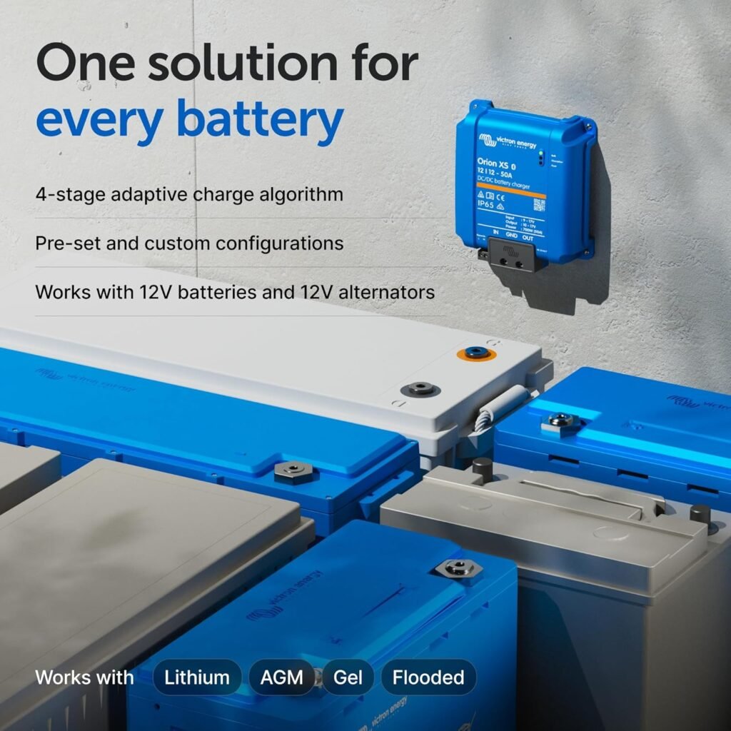 Victron Energy Orion XS Smart DC to DC Battery Charger 12/12 50A (700W) - IP65 Dust  Waterproof - Fully Configurable - Remote Management Possible - Advanced Battery Protection