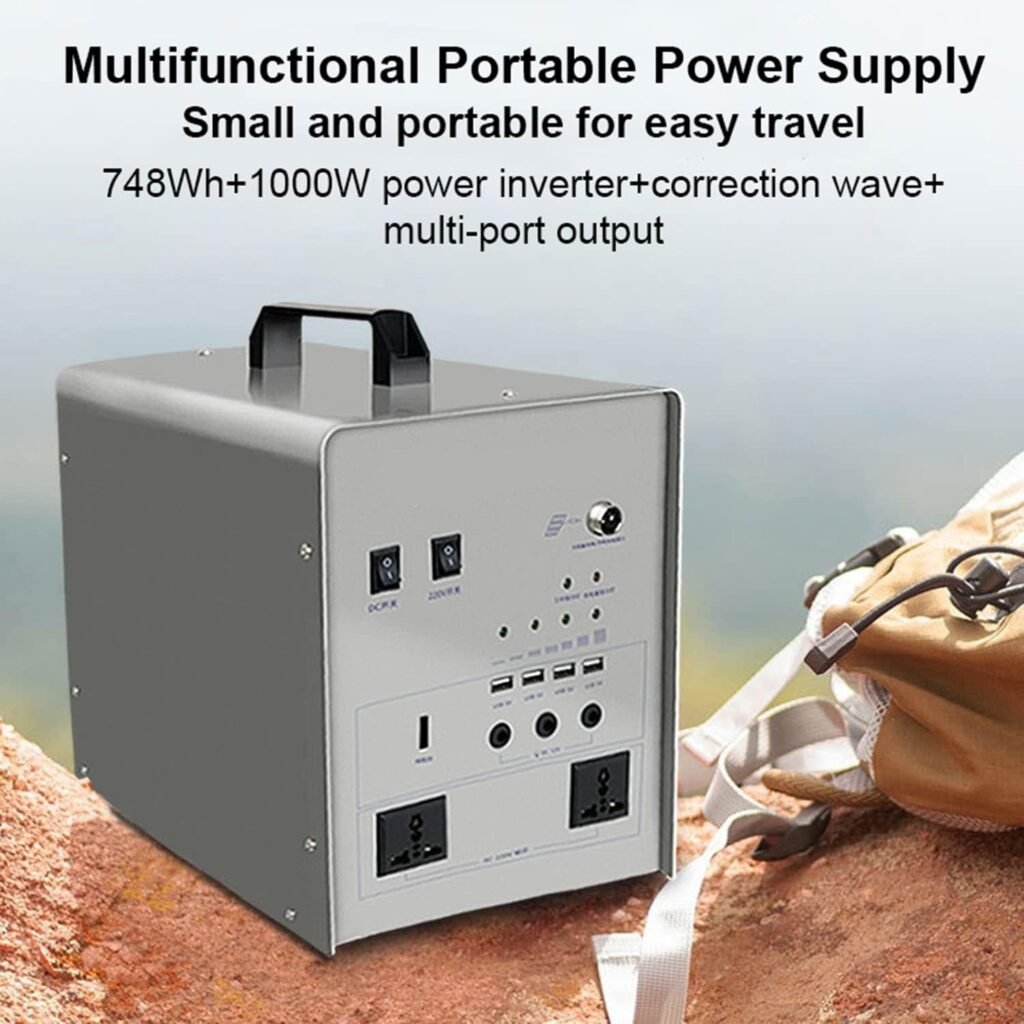 1000W/748Wh Solar Mobile LiFePO4 Battery Supply Pack(2x220V AC Outlets) with Solar Panel Included, Free LED emergency light, High Power Portable Emergency Power Supply,A solar panel          [Energy Class A]