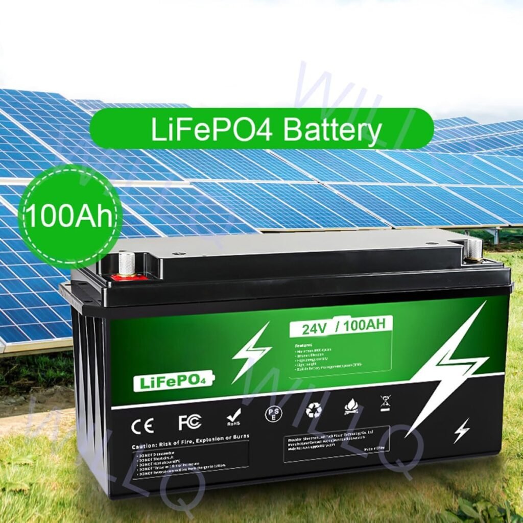 12V/24V100AH LiFePO4 Battery for Solar RV Energy Storage Lithium Battery Pack Instead of Lead-Acid Battery Replacement Rechargeable Battery