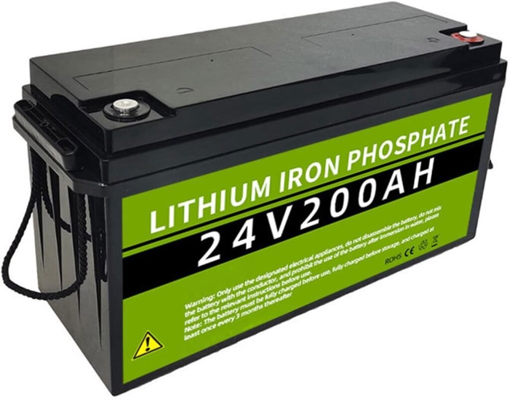 24V 200Ah 50Ah LiFePO4 Battery 5.12kWh/1.2kWh Lithium Battery Built-in BMS 4000+ Deep Cycles Battery for Solar System/RV/Off-Grid and Marine Applications Backup Power