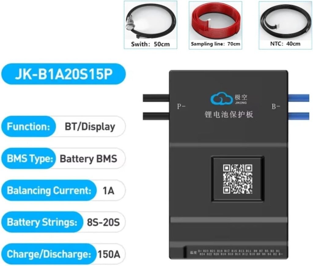 JK Active Balance BMS 8S 10S 12S 16S 17S 20S 24S, 60A 100A 150A 200A Lifepo4 Li-Ion Lto Battery(JK-B1A20S15P)