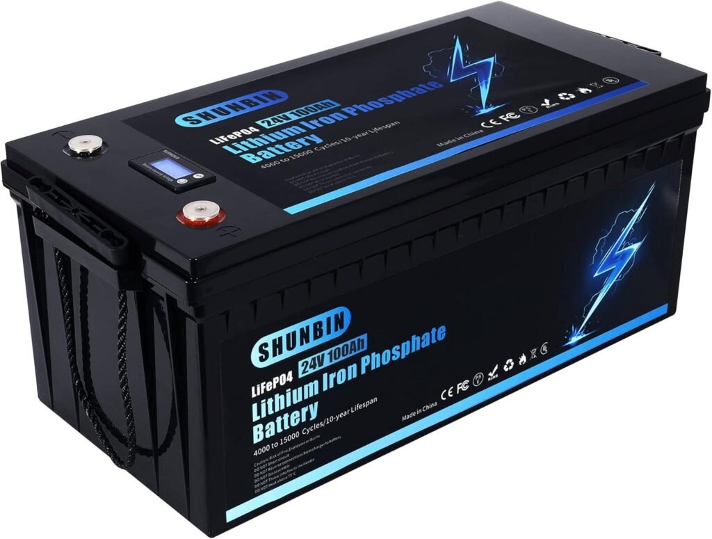 Lifepo4 100ah 24V Lithium Iron Phosphate Battery with Fast Charger coulombmeter Battery for RV, Trolling Motor, Solar, Golf Cart, Marine and Off Grid Applications
