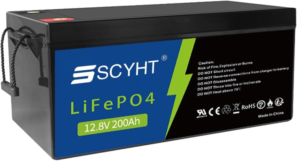 LiFePO4 Battery 12.8V 200Ah Lithium Battery 200Ah Deep Cycle Batteries 12.8V Replacement Batteries for RV Solar Travel Trailer with Handle for 500W - 2560W Motors