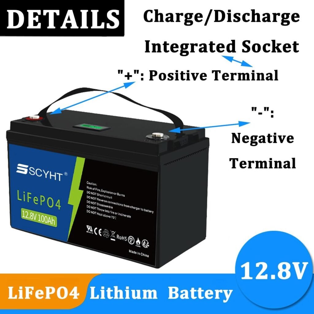 Lithium Battery 12.8V 100Ah LiFePO4 Battery 12.8V Deep Cycle Batteries 100Ah Replacement Batteries for RV Solar for 500W - 1280W Motor Kit with Display