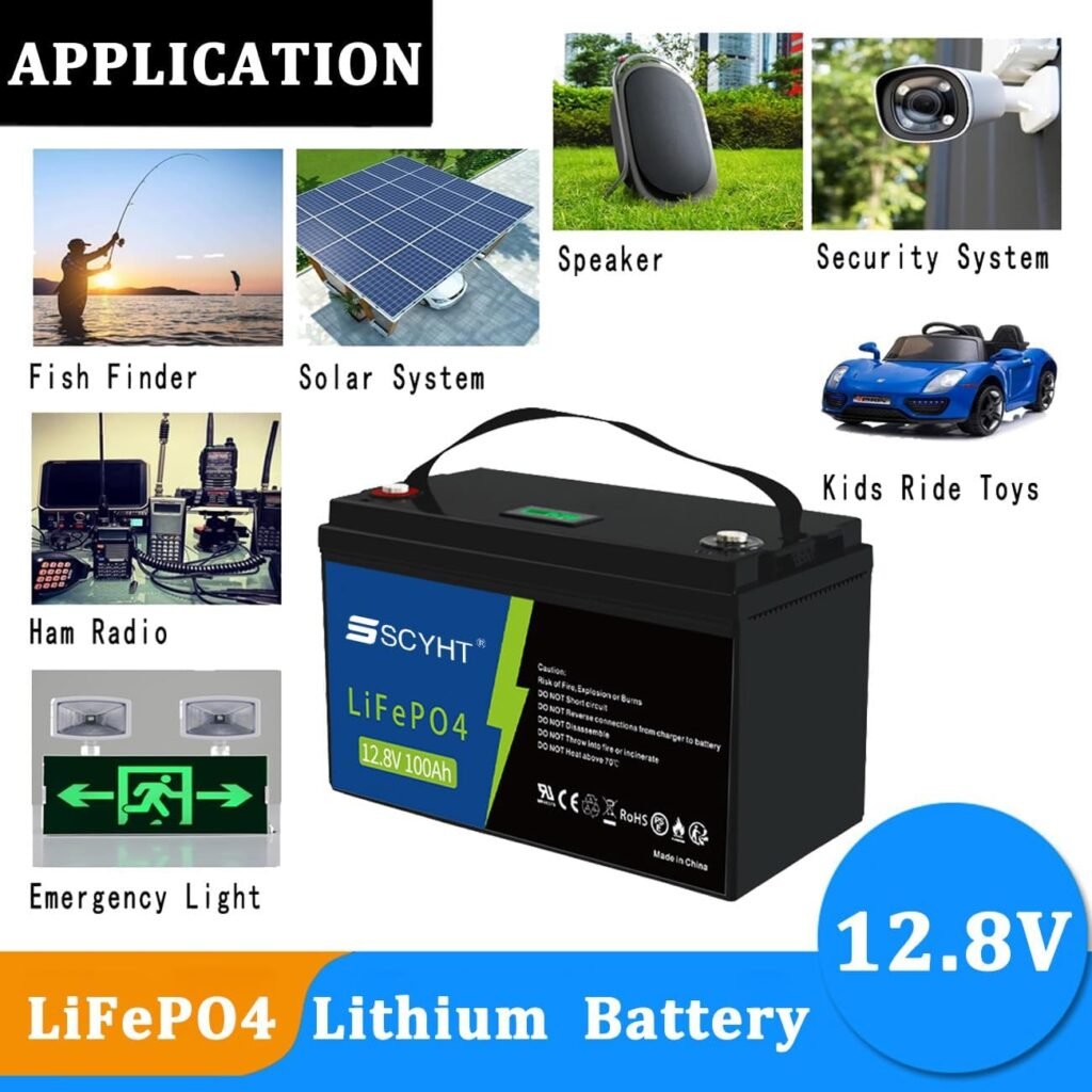 Lithium Battery 12.8V 100Ah LiFePO4 Battery 12.8V Deep Cycle Batteries 100Ah Replacement Batteries for RV Solar for 500W - 1280W Motor Kit with Display