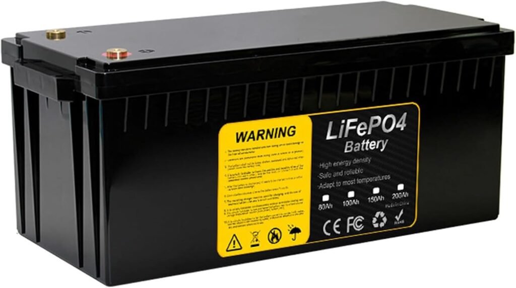 12 Volt LiFePO4 Battery 200Ah Lithium Iron Phosphate Battery 12V Rechargeable Battery Built-in BMS for Golf Cart EV RV Solar Energy Storage Battery