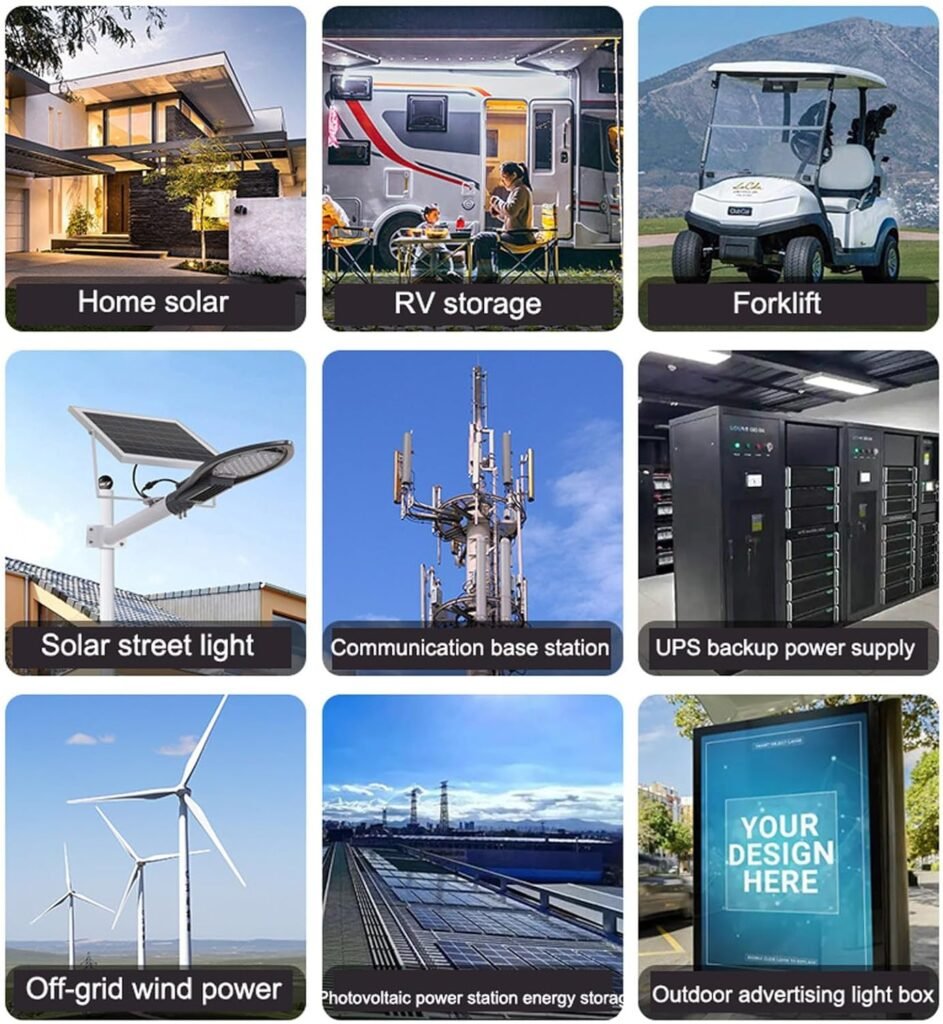 12 Volt LiFePO4 Battery 200Ah Lithium Iron Phosphate Battery 12V Rechargeable Battery Built-in BMS for Golf Cart EV RV Solar Energy Storage Battery