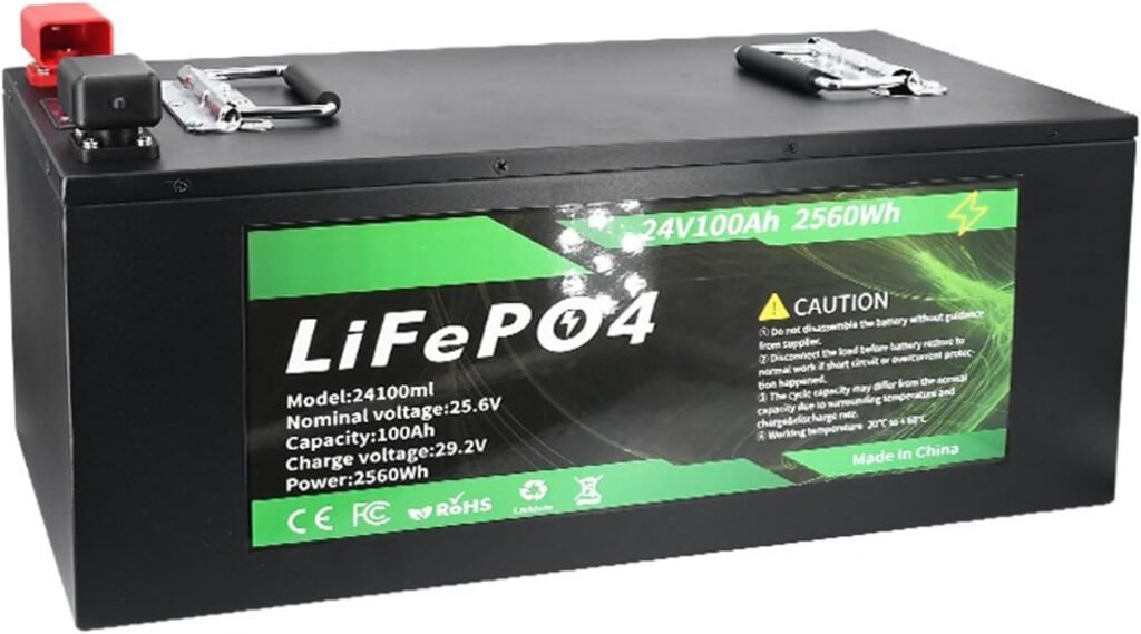 24V 100Ah LiFePO4 Lithium Battery Built-in 100A Low Temperature Protection BMS 25.6V 100Ah LiFePO4 Battery for RV/Camper/Trolling Motors/Solar Off-Grid/Marine/Truck