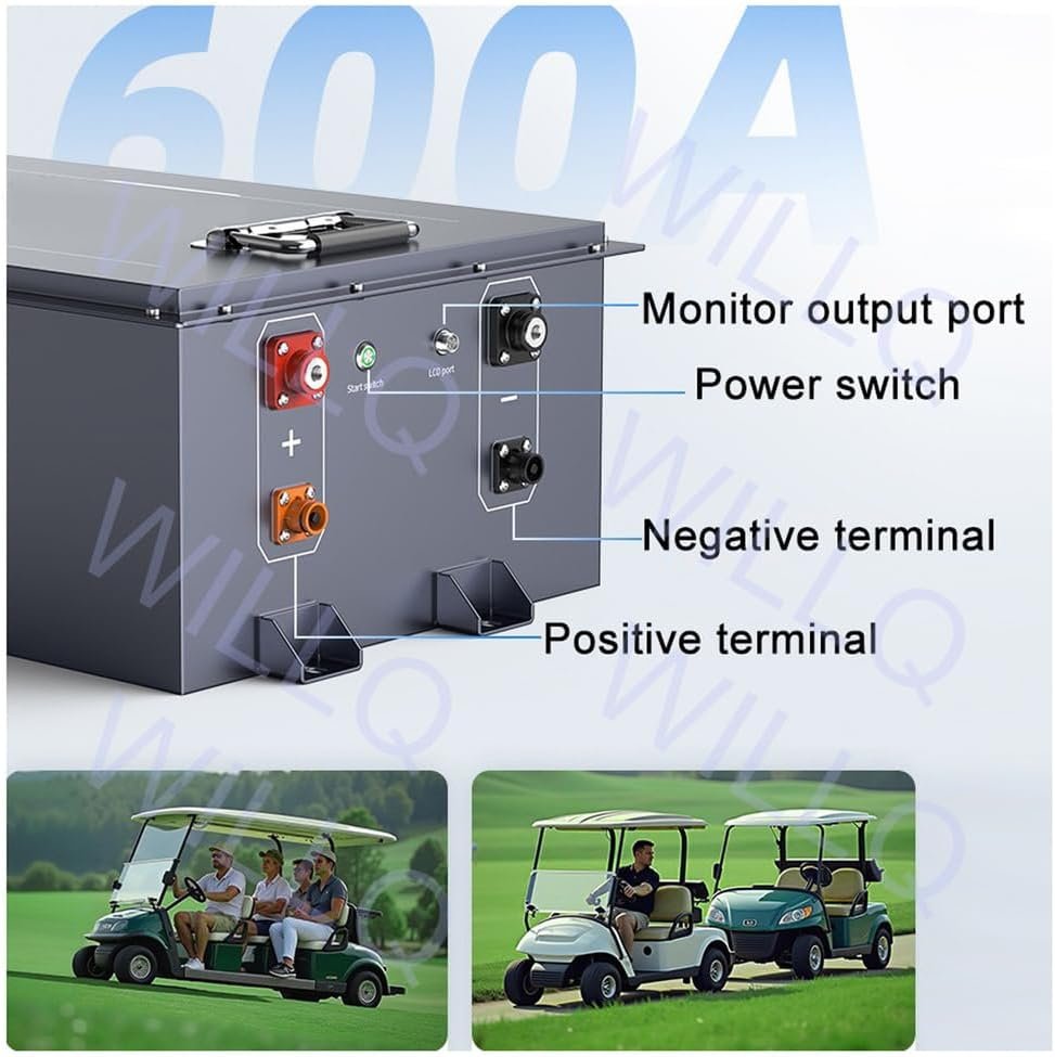 36V 35Ah 55Ah 80Ah 100Ah 120Ah 150Ah 200Ah 300Ah Golf Cart Battery LiFePO4 Battery with Charger and LCD Touchscreen Built-in BMS and Bluetooth