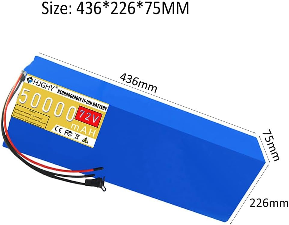 72V 50Ah Lithium Battery Pack Replacement 72 Volt Rechargeable Lithium Battery with Charger for 0-3600W Mobility Scooter Motor 72V 50Ah Lithium Battery Pack Replacement 72 Volt Rechargeable Lithium Battery with Charger for 0-3600W Mobility Scooter Motor