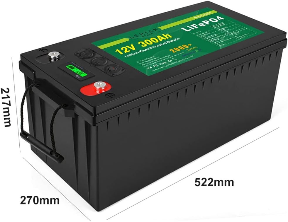 LiFePO4 Battery 12 V 300 Ah Lithium Iron Phosphate Battery for Camping Boat Solar