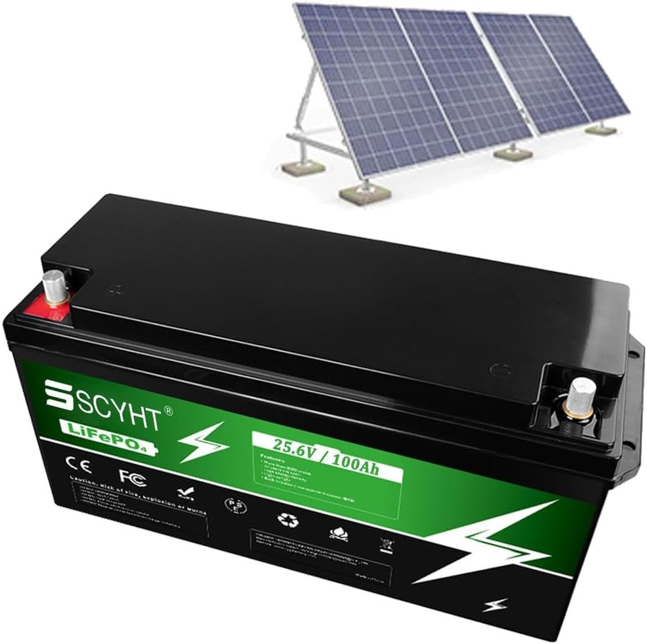 LiFePO4 Battery 24V 100Ah Lithium Battery 100Ah Rechargeable Batteries 24V Li-ion Batteries for Solar, Backup Power with BMS for 500W - 2400W Motor Kit
