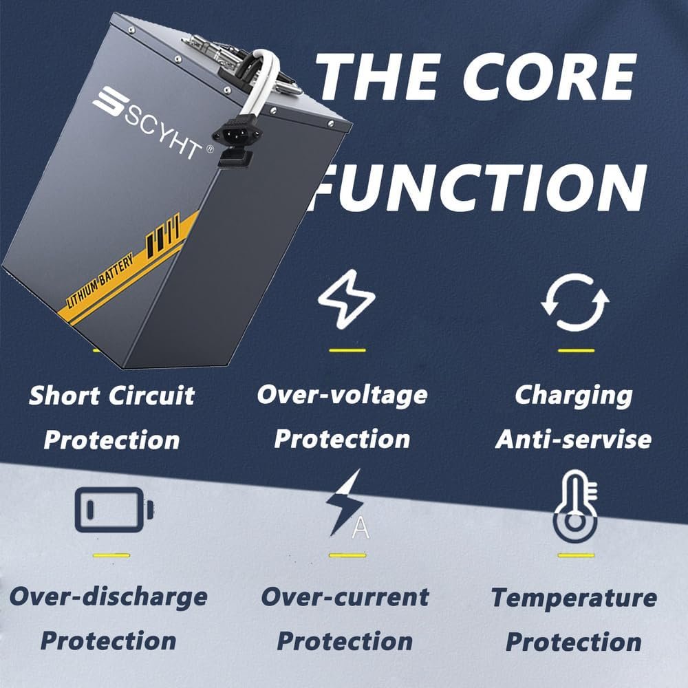 LiFePO4 Battery 72V 60Ah 55Ah 45Ah Lithium Battery 48V Electric Motorcycle Batteries 60V Replacement Batteries for Tricycle, Golf Cart with Charger and BMS,72V55Ah