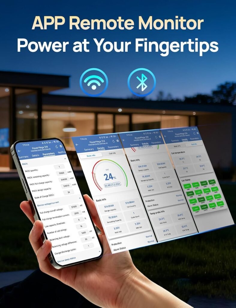 ECO-WORTHY 48V 314Ah(V1) LiFePO4 Powerwall for Home Backup | 16.1kWh Capacity.200A PACE BMS with Dual 125A Circuit Breakers. Floor-standing with wheels.CAN/RS232 for inverter comms.